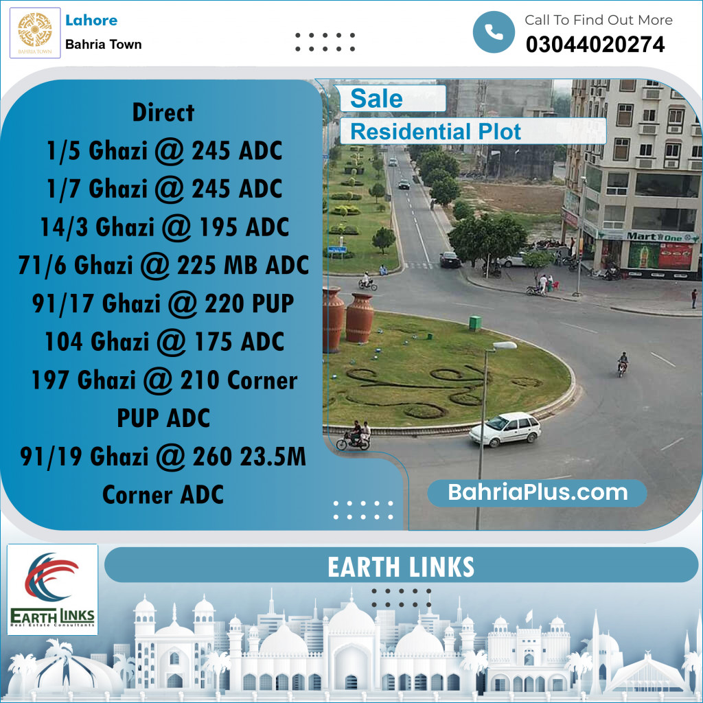 1 Kanal Residential Plot for Sale in Bahria Town, Lahore - (BP-331662)