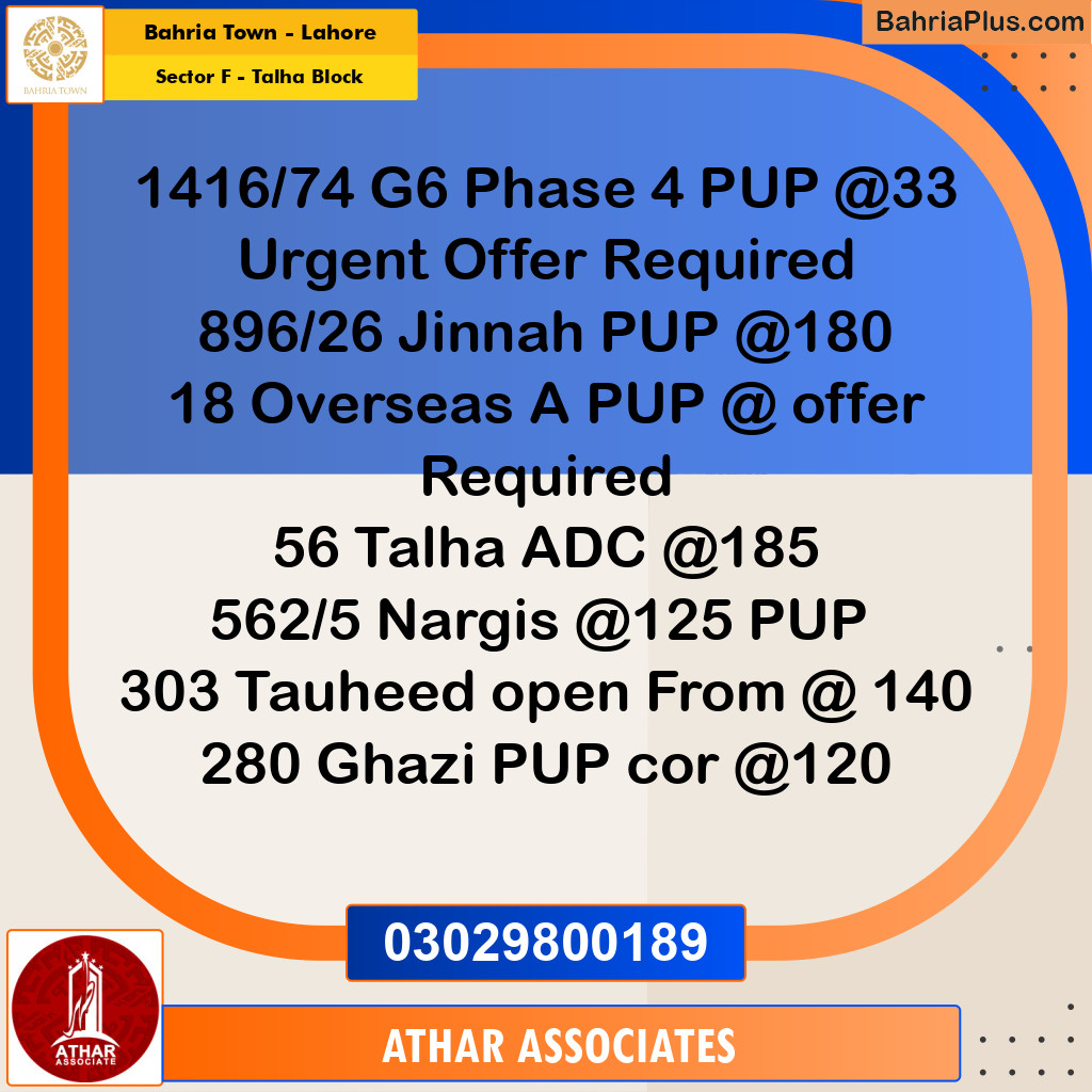 10 Marla Residential Plot for Sale in Sector F - Talha Block -  Bahria Town, Lahore - (BP-331674)