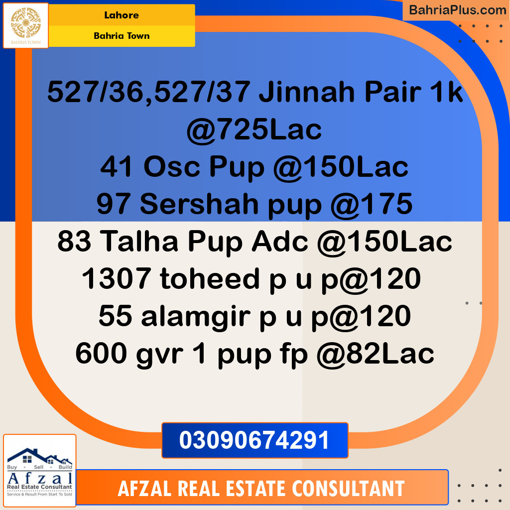Residential Plot for Sale in Bahria Town, Lahore - (BP-331683)