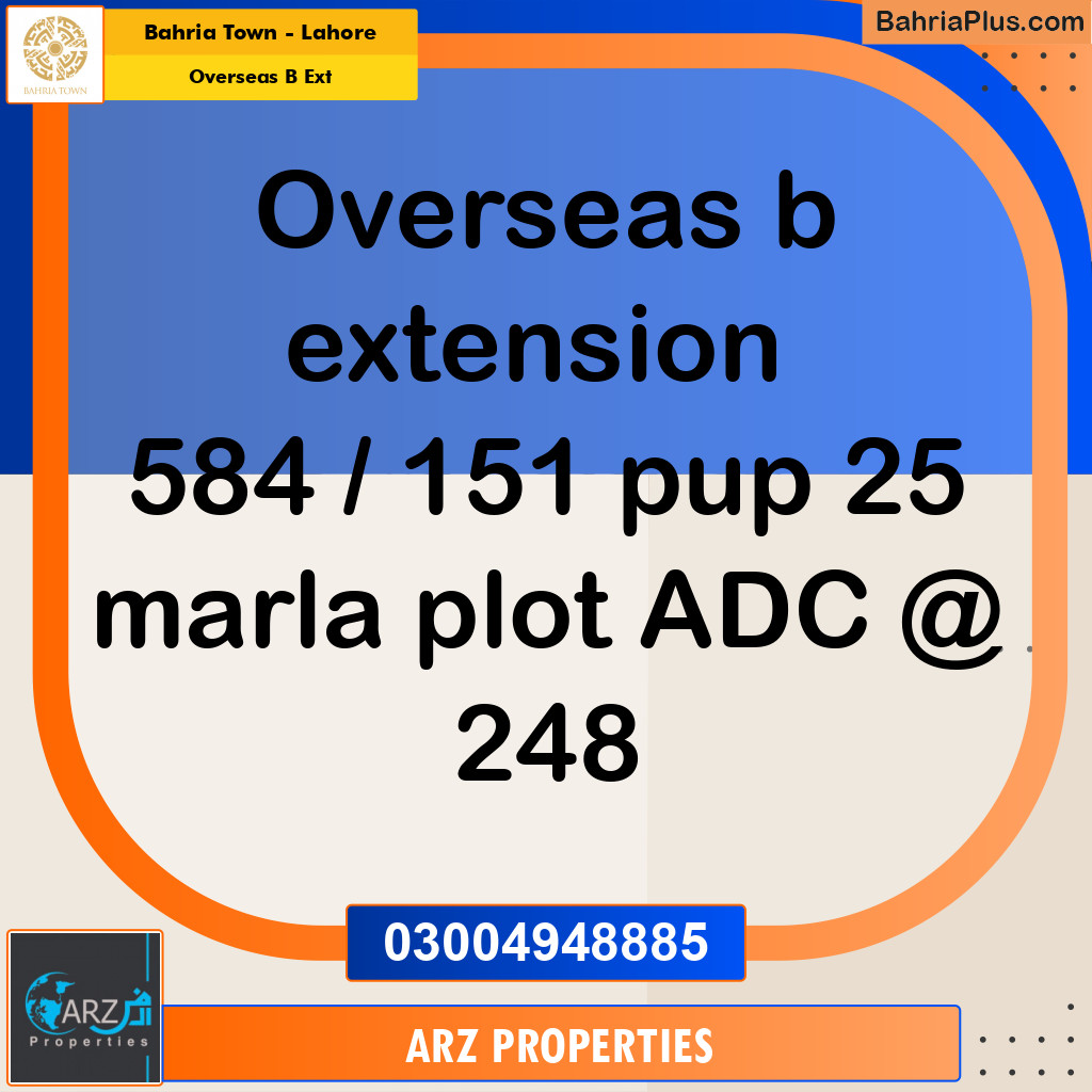 Residential Plot for Sale in Overseas B Ext -  Bahria Town, Lahore - (BP-331704)