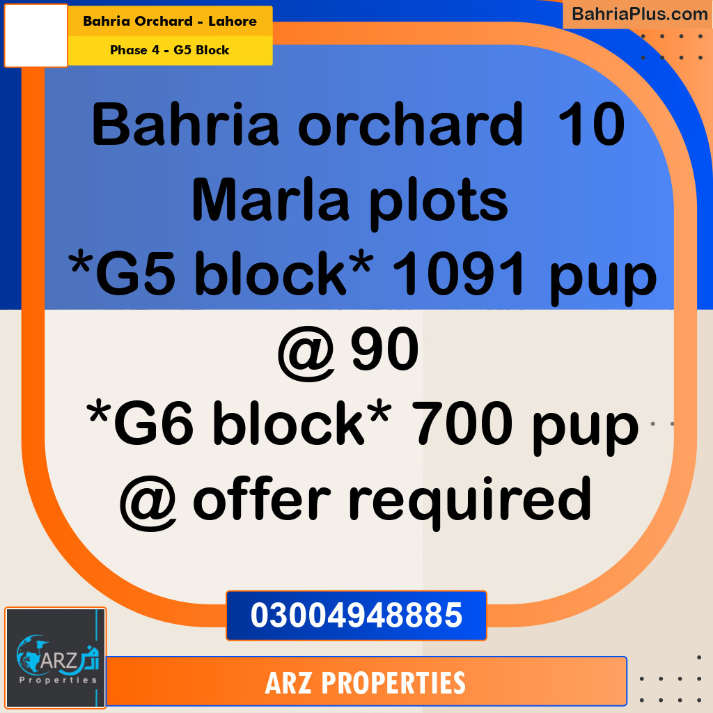 Residential Plot for Sale in Phase 4 - G5 Block -  Bahria Orchard, Lahore - (BP-331705)