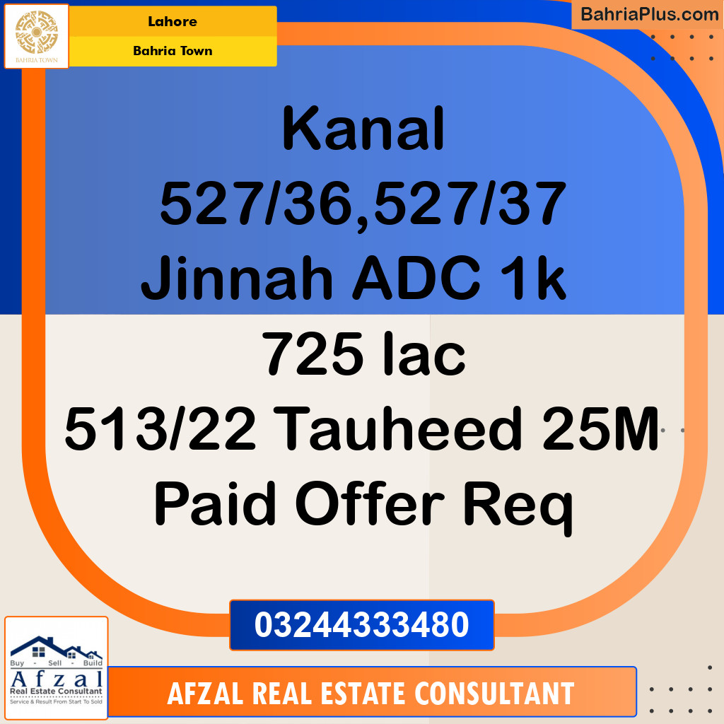 Residential Plot for Sale in Bahria Town, Lahore - (BP-331717)