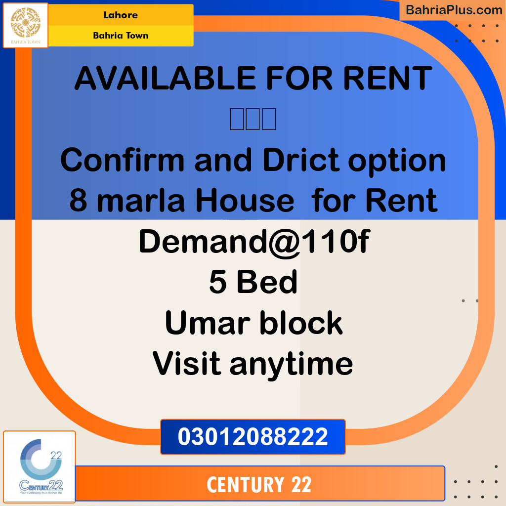 8 Marla Residential House for Rent in Bahria Town, Lahore - (BP-331875)