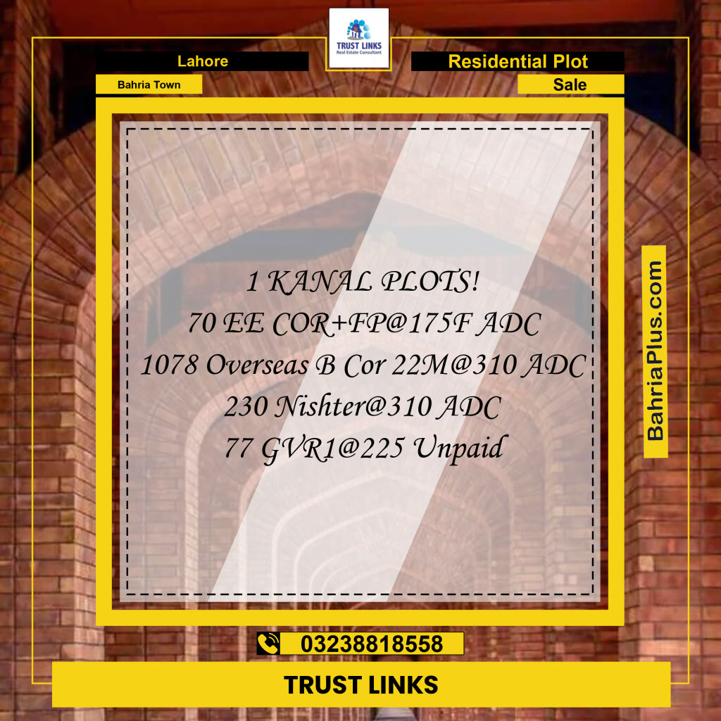 Residential Plot for Sale in Bahria Town, Lahore - (BP-331895)