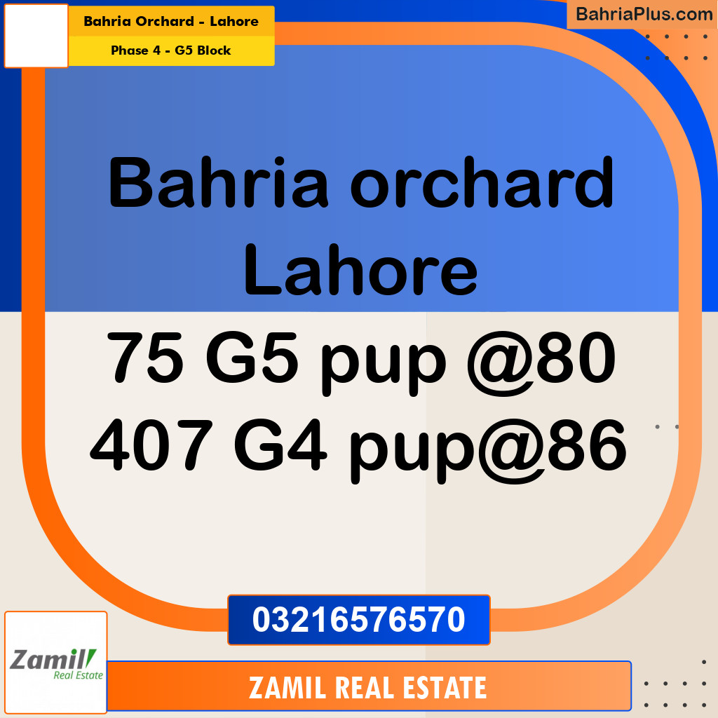 10 Marla Residential Plot for Sale in Phase 4 - G5 Block -  Bahria Orchard, Lahore - (BP-331939)