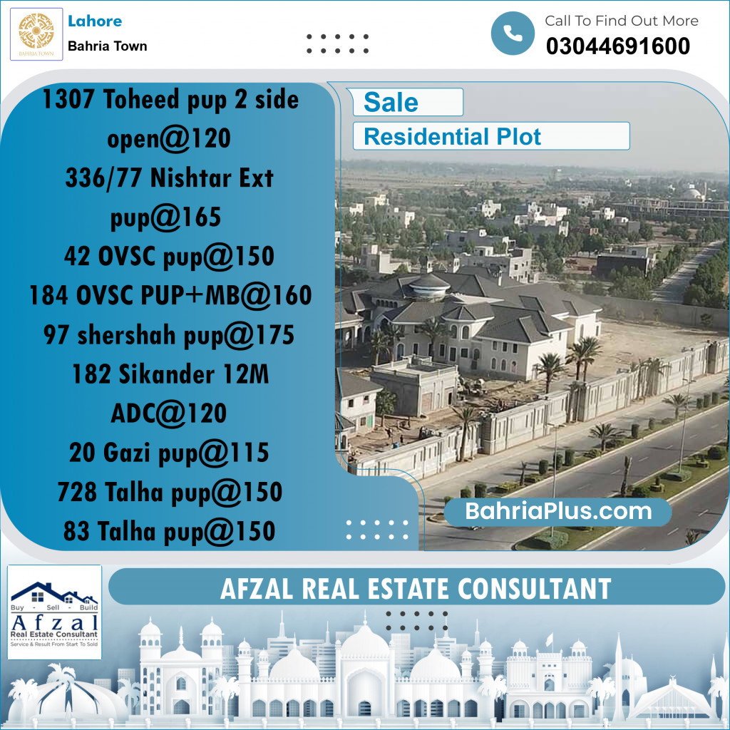 Residential Plot for Sale in Bahria Town, Lahore - (BP-331950)