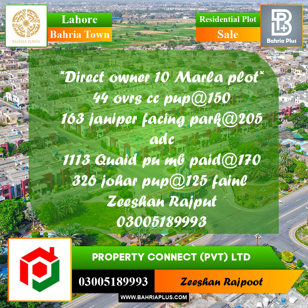 Residential Plot for Sale in Bahria Town, Lahore - (BP-332040)