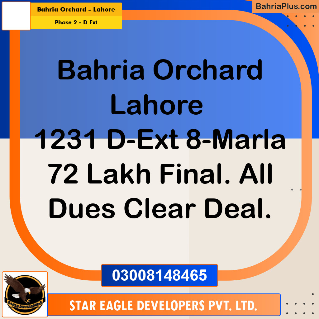 8 Marla Residential Plot for Sale in Phase 2 - D Ext -  Bahria Orchard, Lahore - (BP-332041)