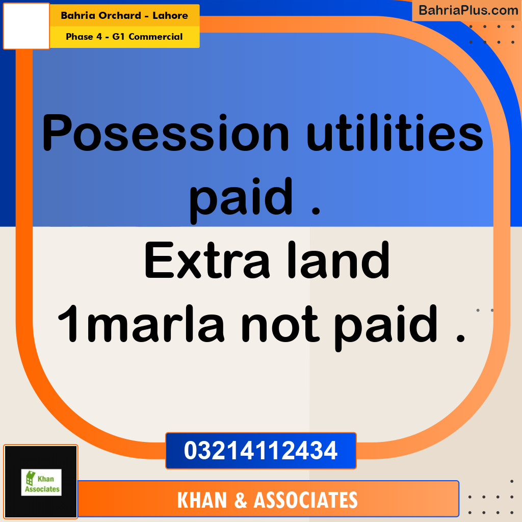 5 Marla Residential Plot for Sale in Phase 4 - G1 Commercial -  Bahria Orchard, Lahore - (BP-332053)