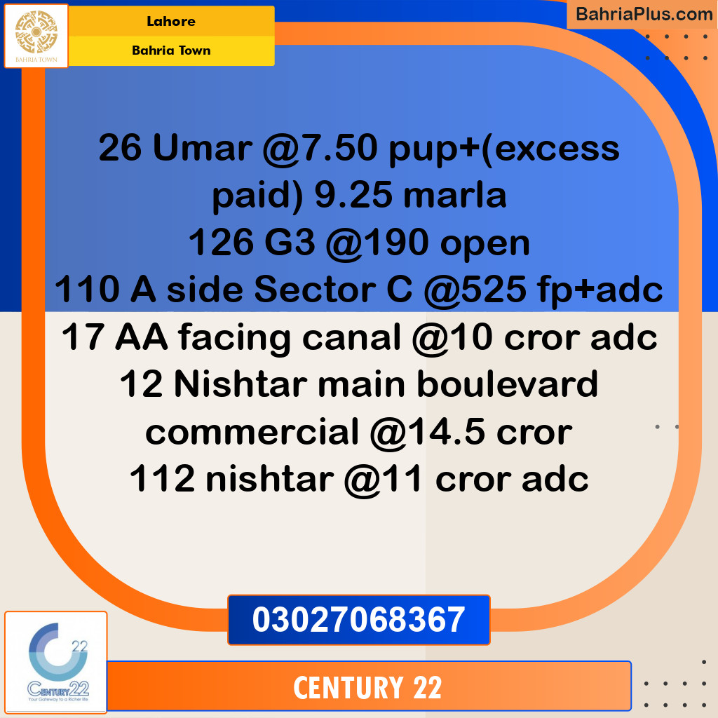 Commercial Plot for Sale in Bahria Town, Lahore - (BP-332088)