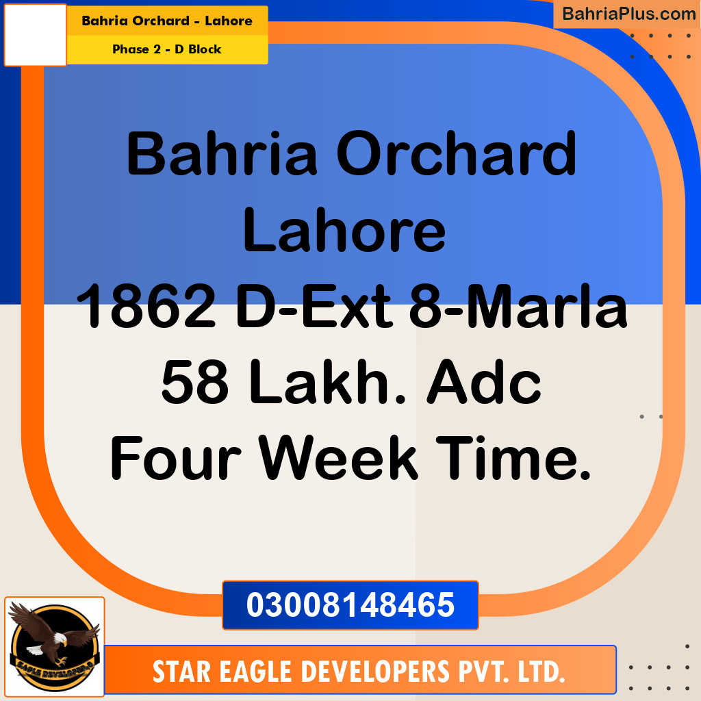 8 Marla Residential Plot for Sale in Phase 2 - D Block -  Bahria Orchard, Lahore - (BP-332092)