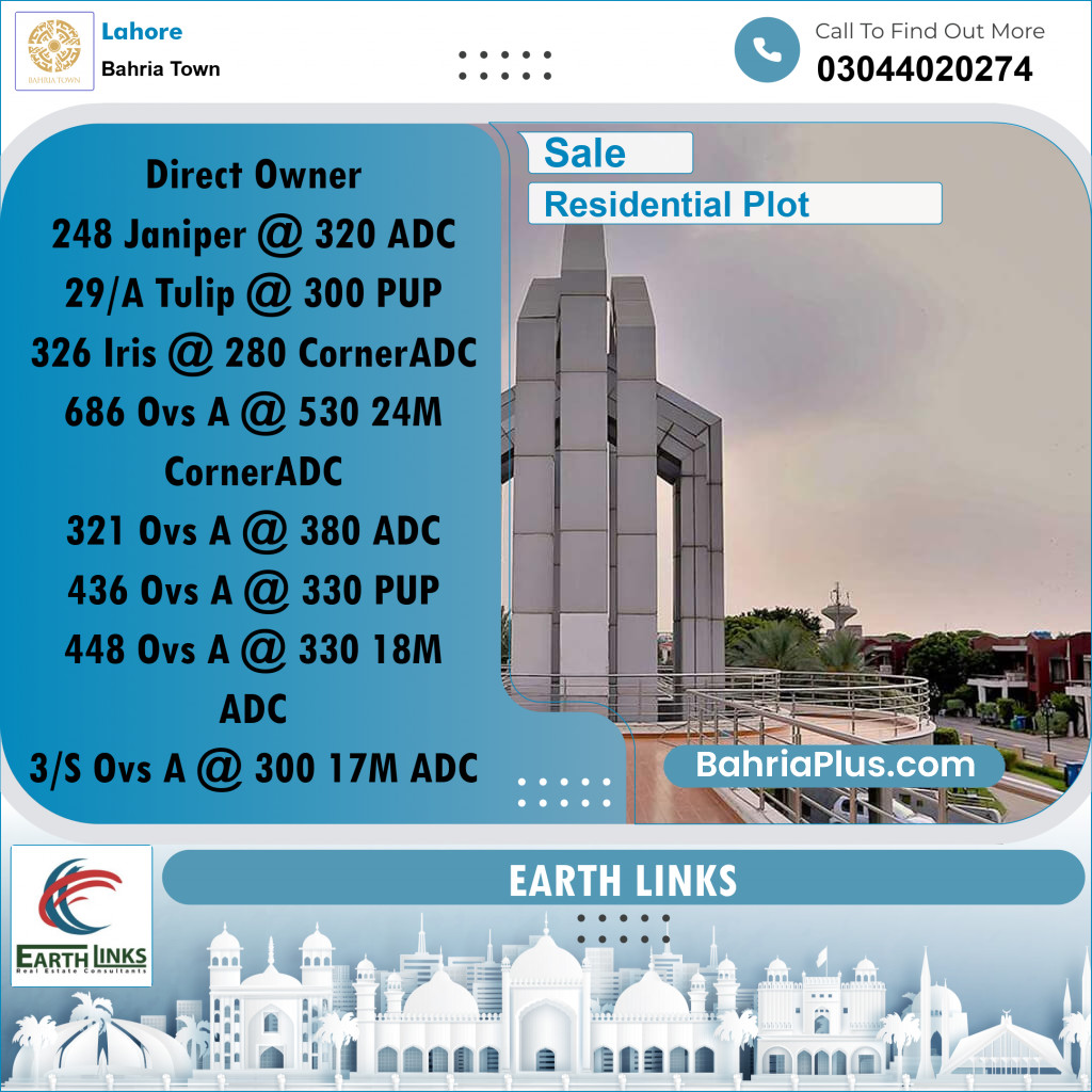 1 Kanal Residential Plot for Sale in Bahria Town, Lahore - (BP-332116)