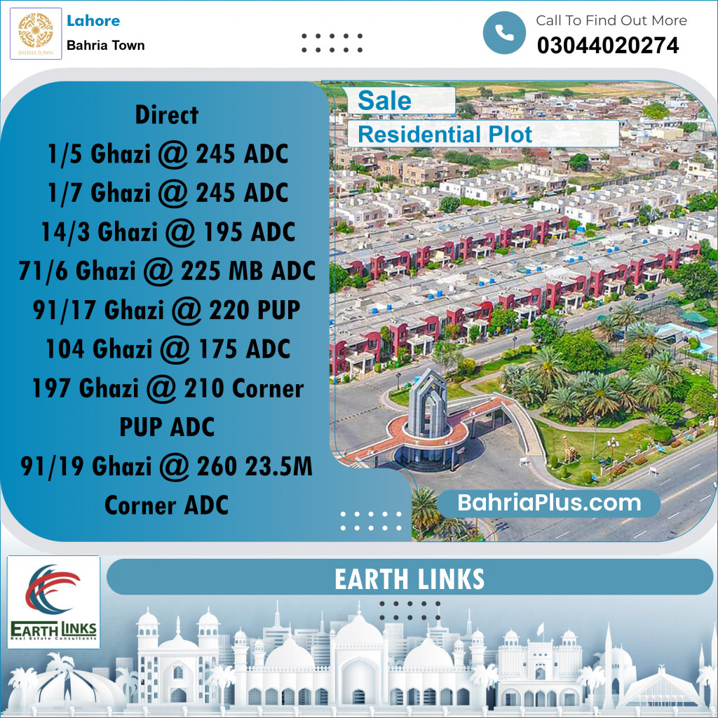 1 Kanal Residential Plot for Sale in Bahria Town, Lahore - (BP-332120)