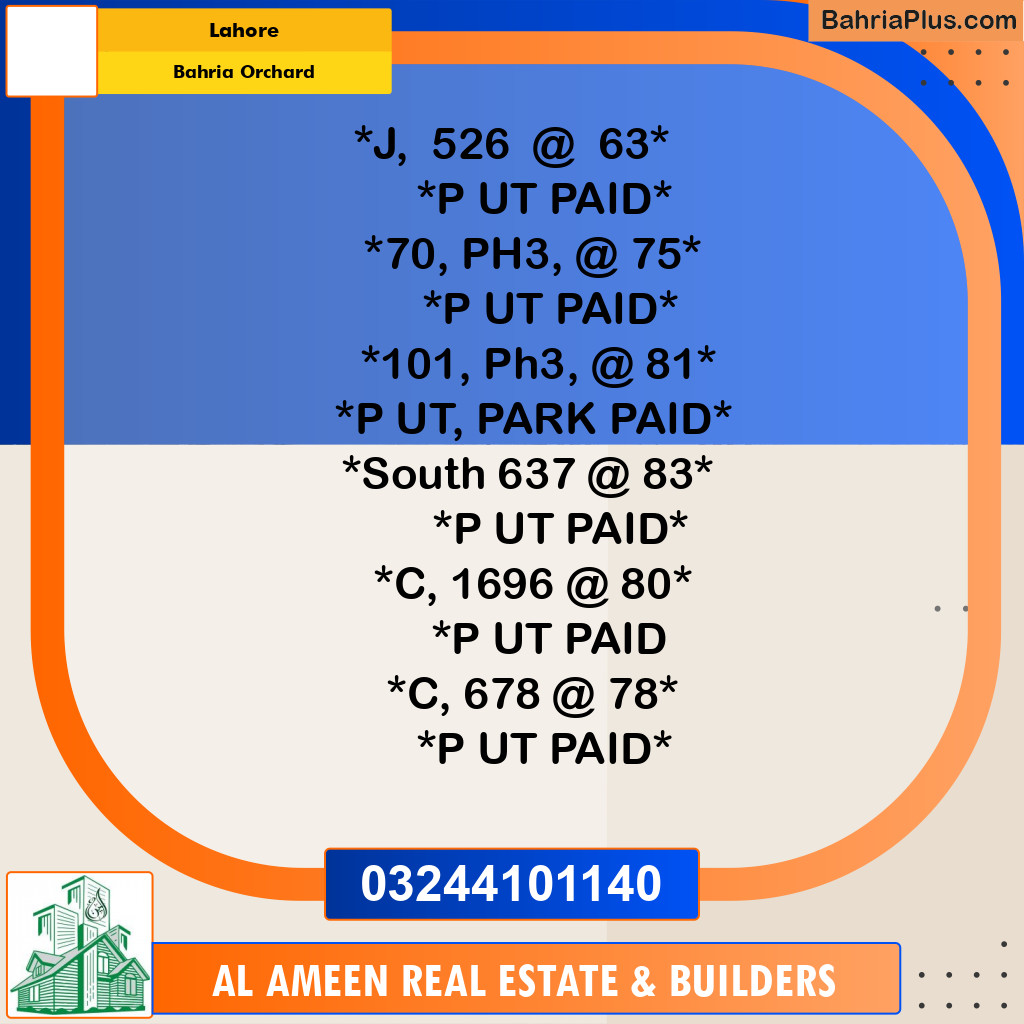 Residential Plot for Sale in Bahria Orchard, Lahore - (BP-332128)