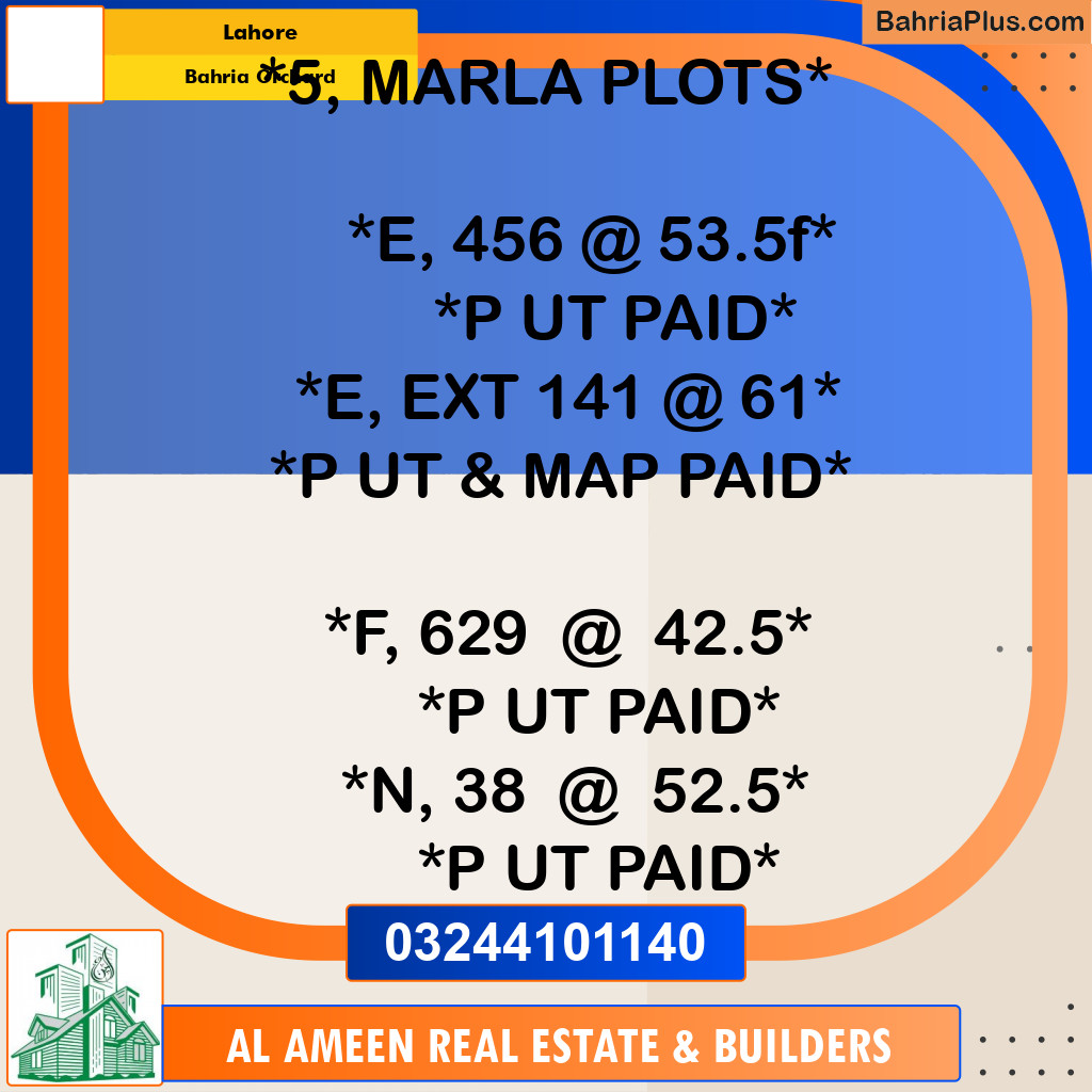 Residential Plot for Sale in Bahria Orchard, Lahore - (BP-332129)