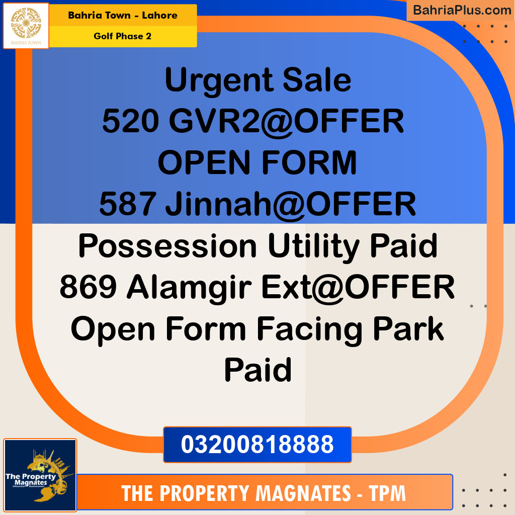 10 Marla Residential Plot for Sale in Golf Phase 2 -  Bahria Town, Lahore - (BP-332156)