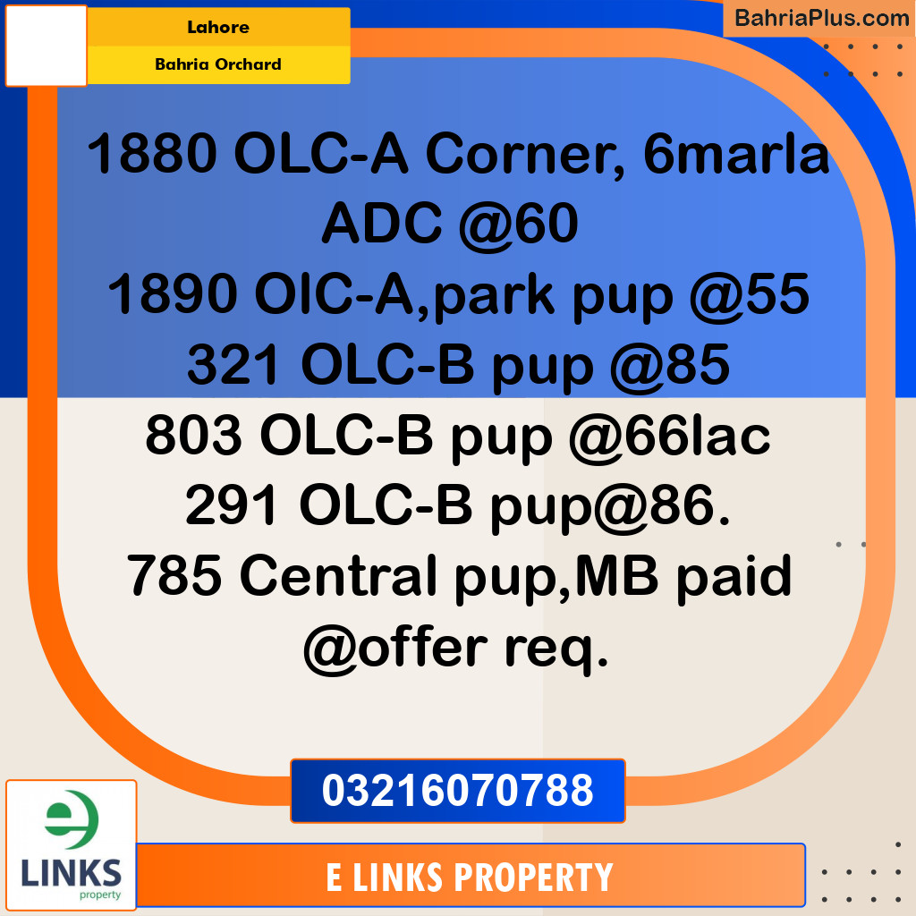 Residential Plot for Sale in Bahria Orchard, Lahore - (BP-332170)