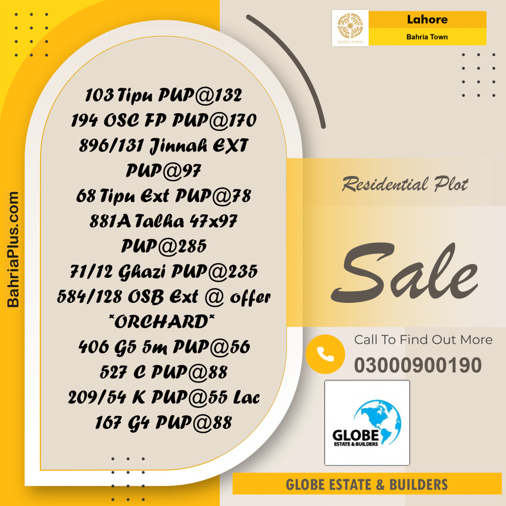Residential Plot for Sale in Bahria Town, Lahore - (BP-332178)