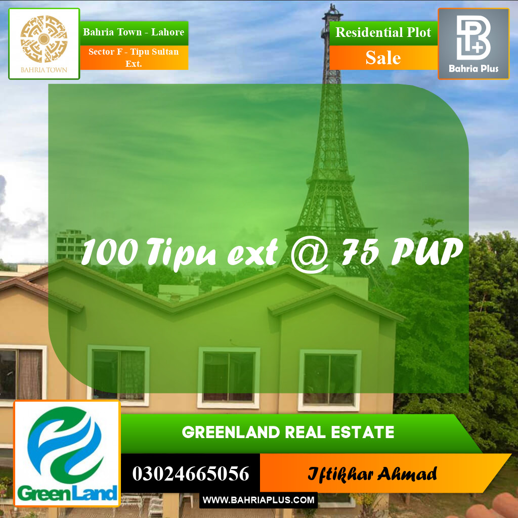 5 Kanal Residential Plot for Sale in Sector F - Tipu Sultan Ext. -  Bahria Town, Lahore - (BP-332218)