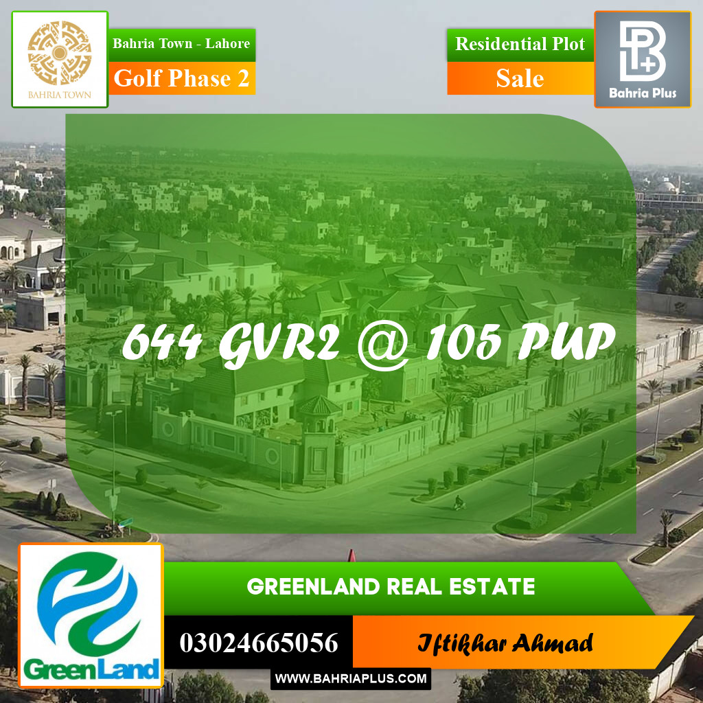 10 Marla Residential Plot for Sale in Golf Phase 2 -  Bahria Town, Lahore - (BP-332220)