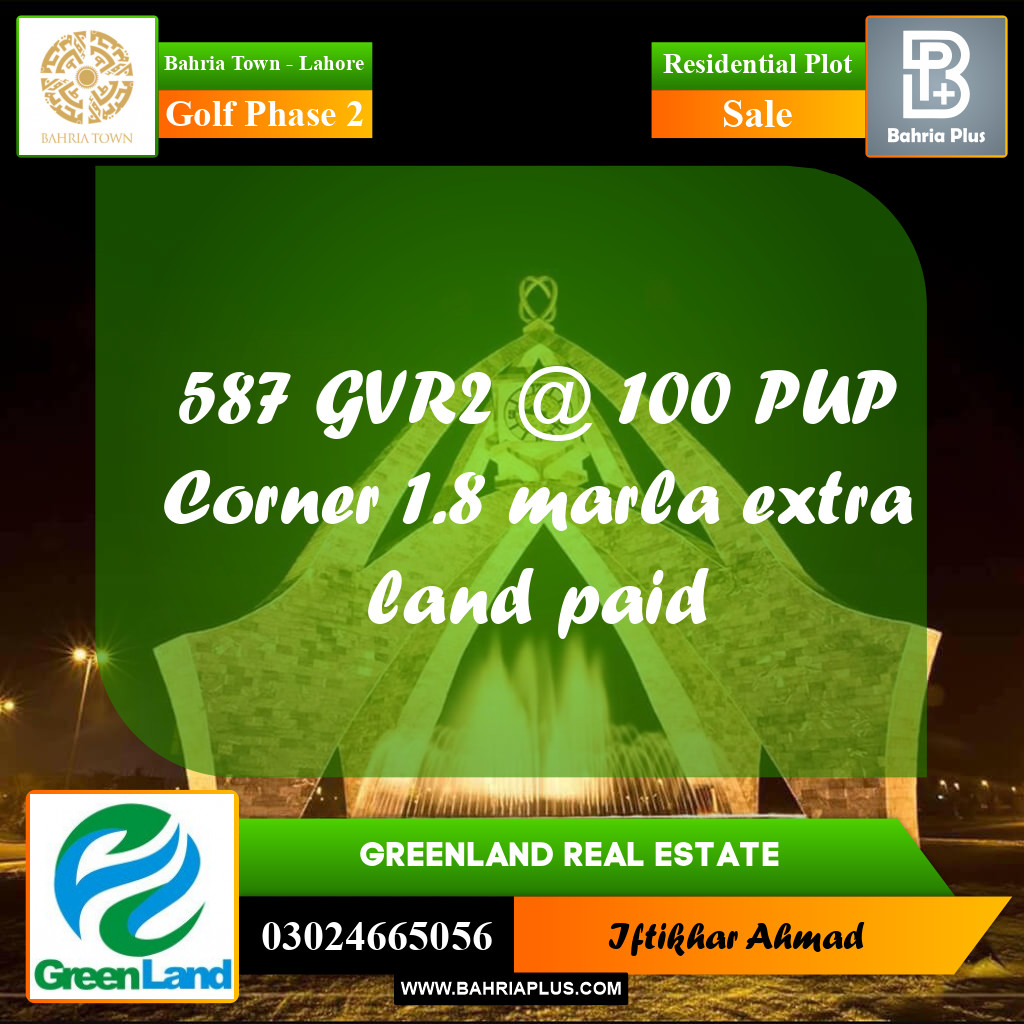 7 Marla Residential Plot for Sale in Golf Phase 2 -  Bahria Town, Lahore - (BP-332225)