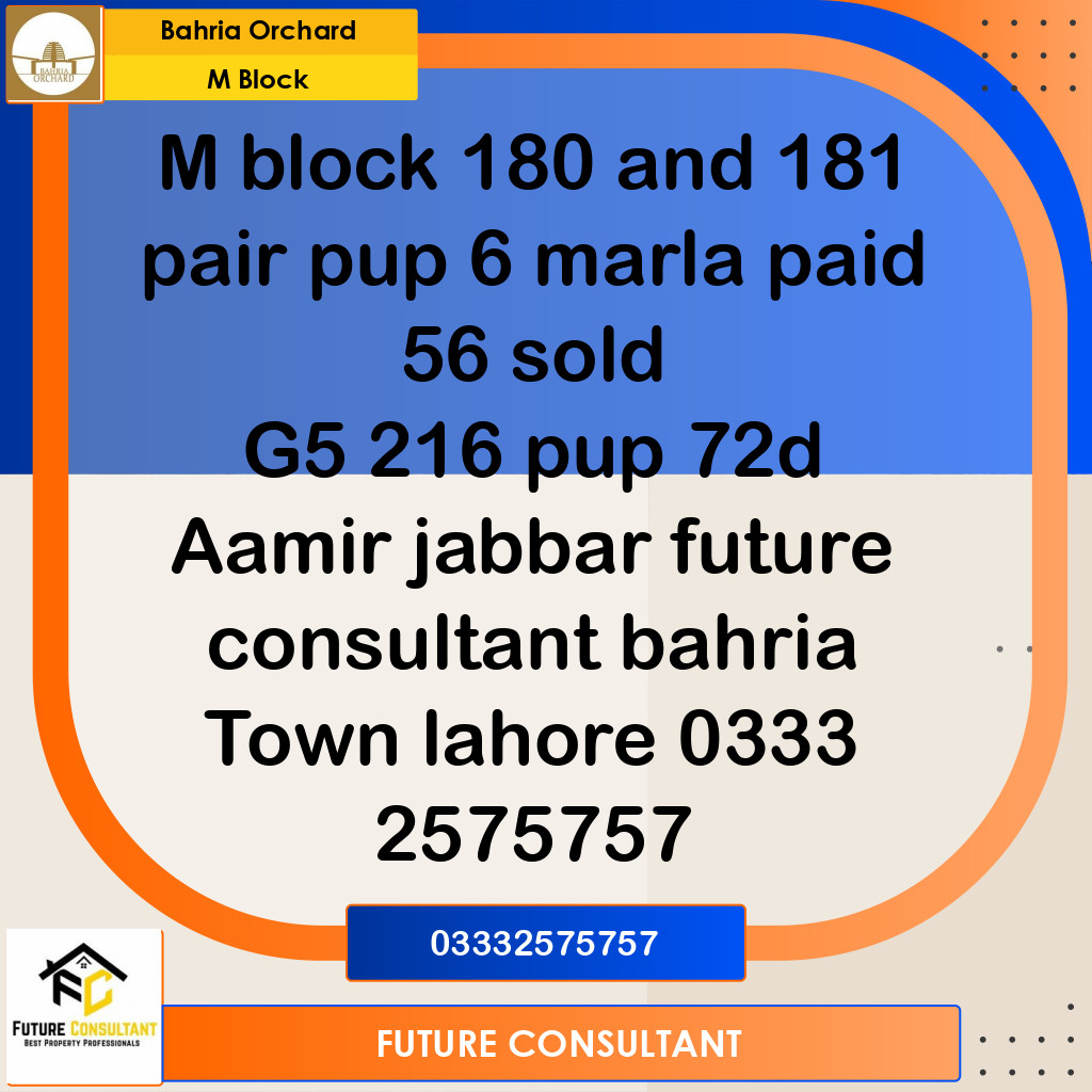 6 Marla Residential Plot for Sale in Phase 2 - M Block -  Bahria Orchard, Lahore - (BP-332227)