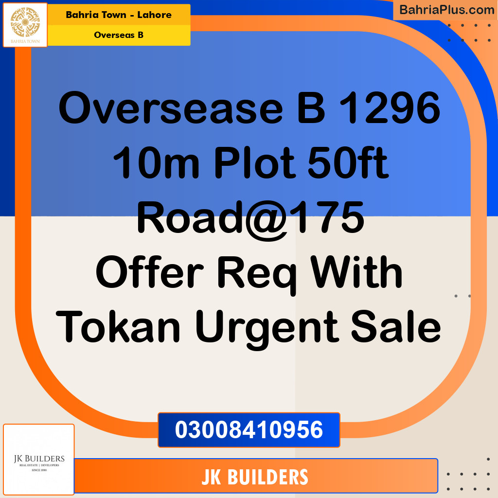 10 Marla Residential Plot for Sale in Overseas B -  Bahria Town, Lahore - (BP-332239)