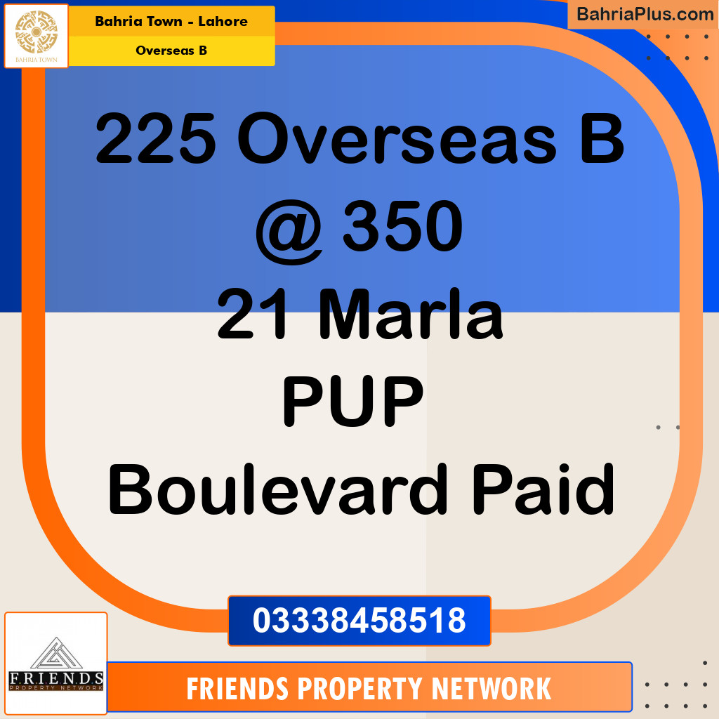 20 Marla Residential Plot for Sale in Overseas B -  Bahria Town, Lahore - (BP-332311)