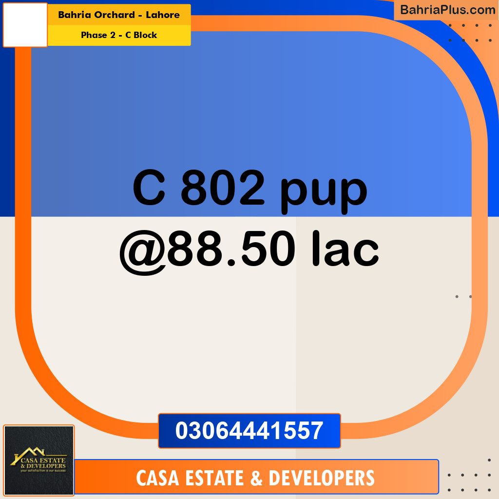 8 Marla Residential Plot for Sale in Phase 2 - C Block -  Bahria Orchard, Lahore - (BP-332344)