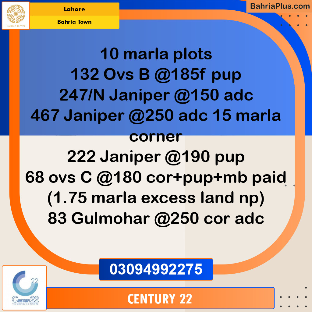 10 Marla Residential Plot for Sale in Bahria Town, Lahore - (BP-332349)