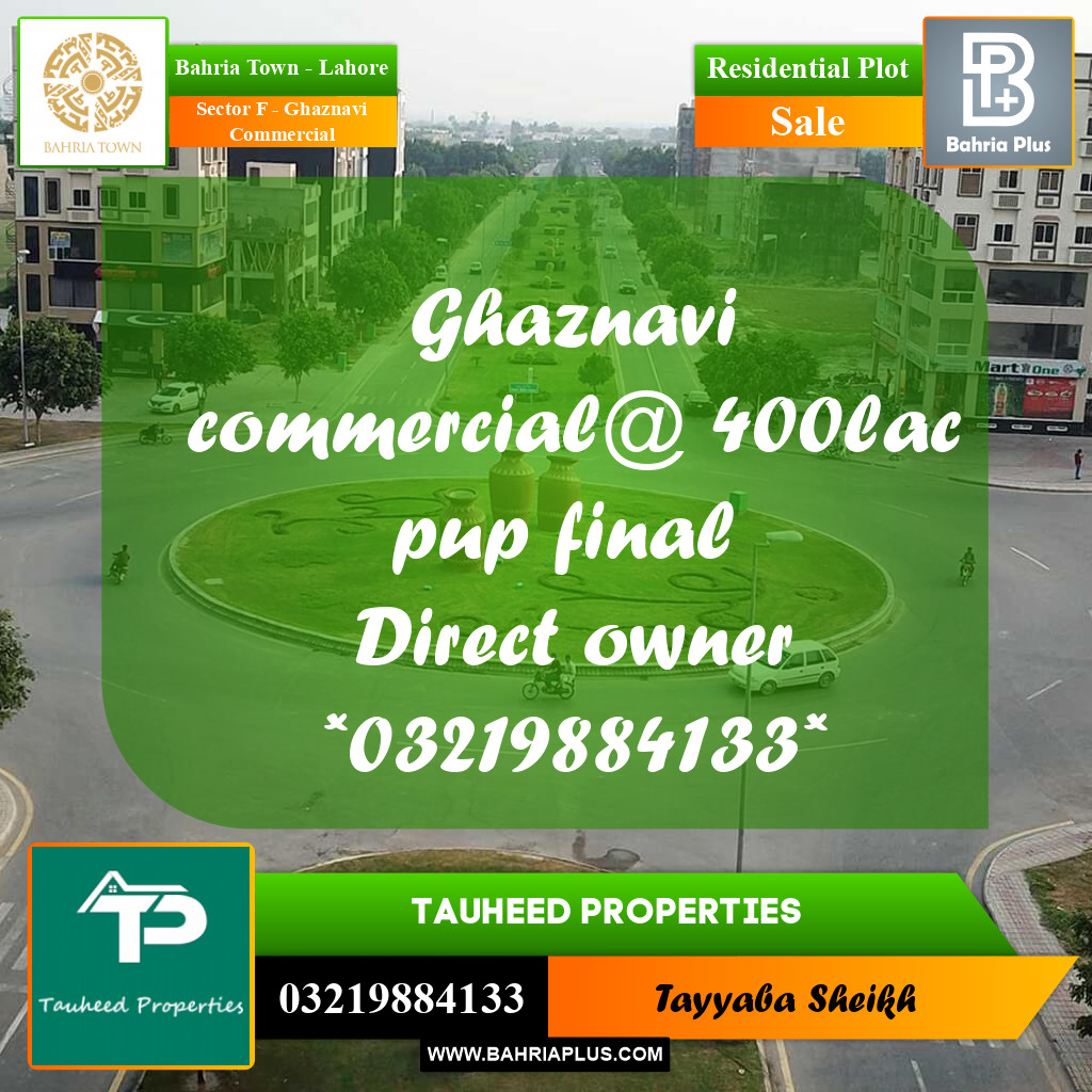 5 Marla Residential Plot for Sale in Sector F - Ghaznavi Commercial -  Bahria Town, Lahore - (BP-332429)