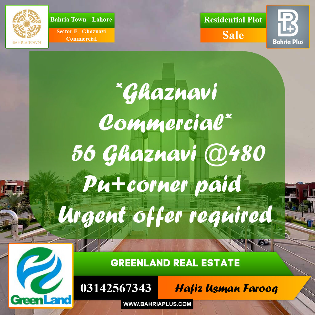 5 Marla Residential Plot for Sale in Sector F - Ghaznavi Commercial -  Bahria Town, Lahore - (BP-332464)