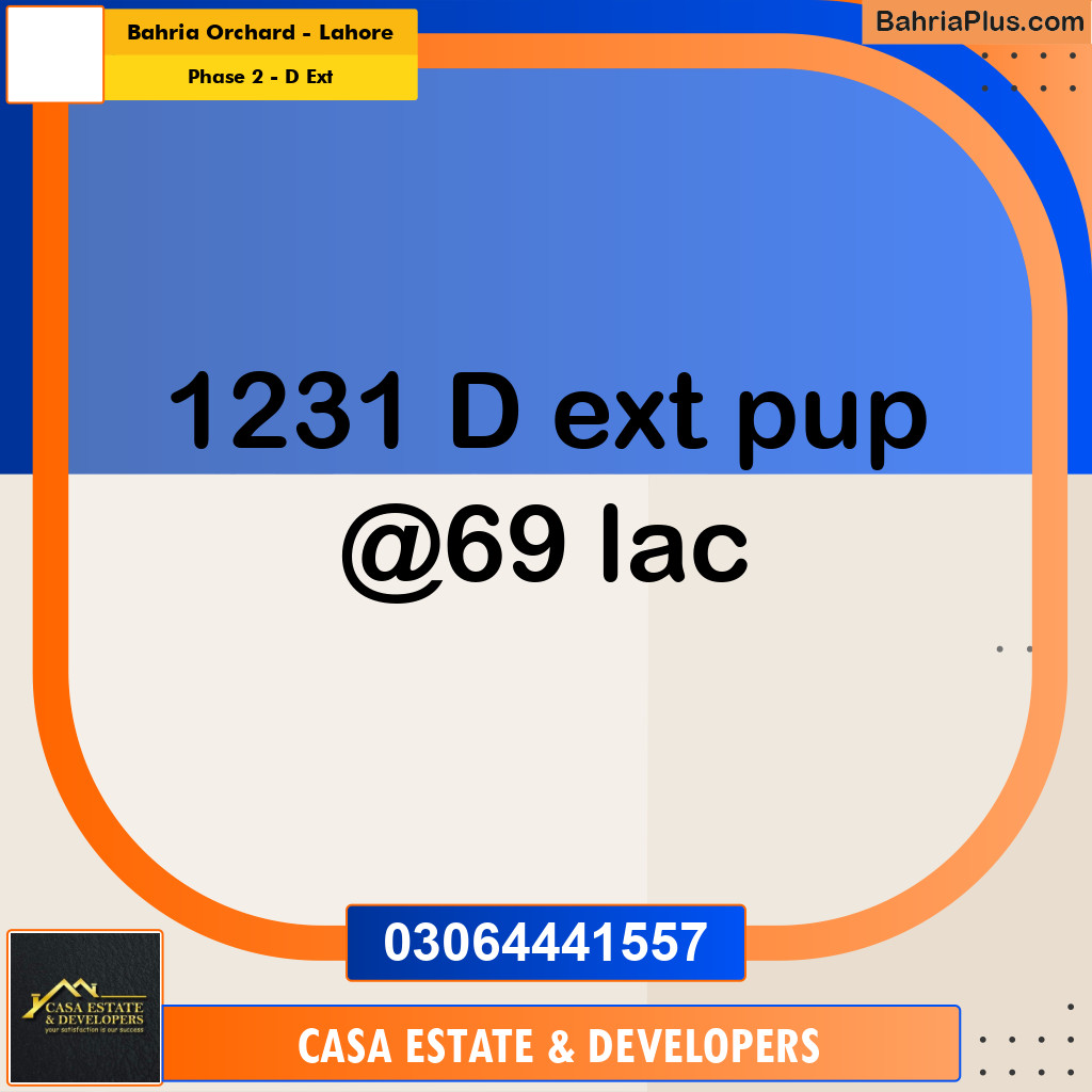 8 Marla Residential Plot for Sale in Phase 2 - D Ext -  Bahria Orchard, Lahore - (BP-332469)