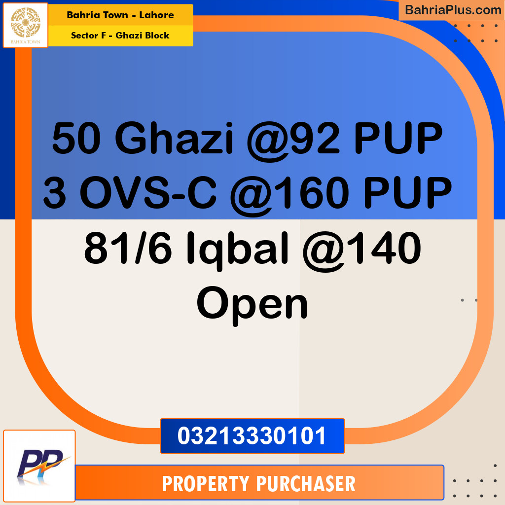 10 Marla Residential Plot for Sale in Sector F - Ghazi Block -  Bahria Town, Lahore - (BP-332587)