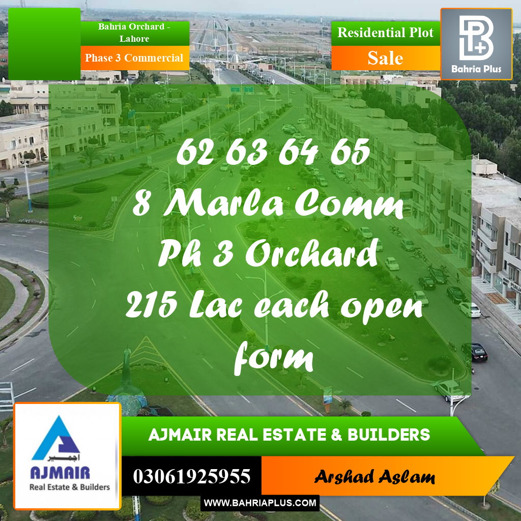 Residential Plot for Sale in Phase 3 Commercial -  Bahria Orchard, Lahore - (BP-332635)