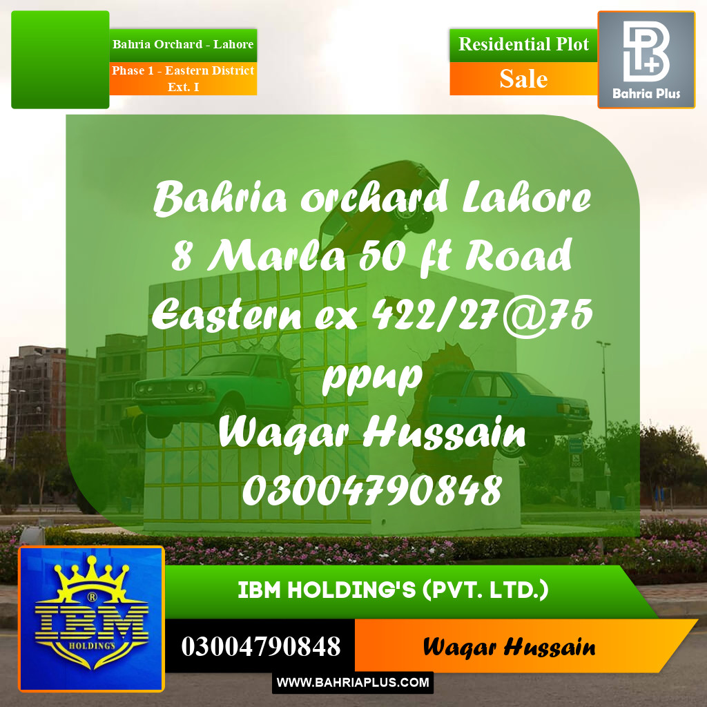 8 Marla Residential Plot for Sale in Phase 1 - Eastern District Ext. I -  Bahria Orchard, Lahore - (BP-332667)