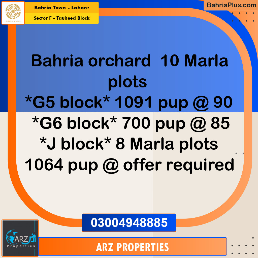 Residential Plot for Sale in Sector F - Tauheed Block -  Bahria Town, Lahore - (BP-332682)