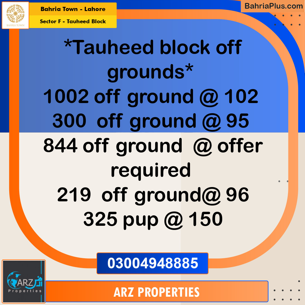 Residential Plot for Sale in Sector F - Tauheed Block -  Bahria Town, Lahore - (BP-332686)