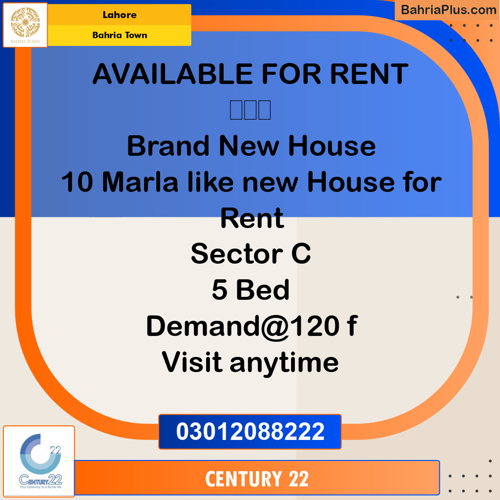 10 Marla Residential House for Rent in Bahria Town, Lahore - (BP-332718)