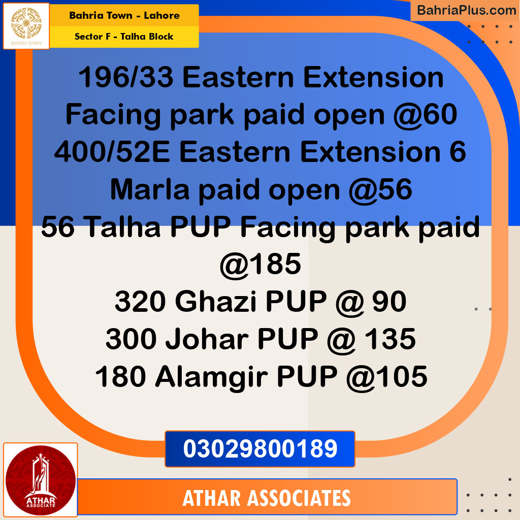 10 Marla Residential Plot for Sale in Sector F - Talha Block -  Bahria Town, Lahore - (BP-332810)