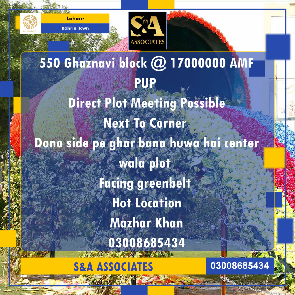 10 Marla Residential Plot for Sale in Bahria Town, Lahore - (BP-332830)