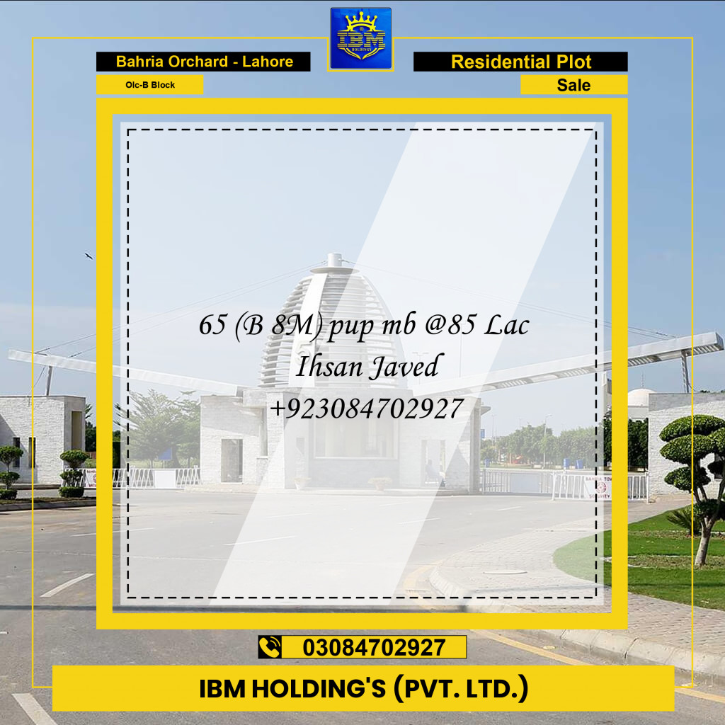 8 Marla Residential Plot for Sale in OLC-B Block -  Bahria Orchard, Lahore - (BP-332896)