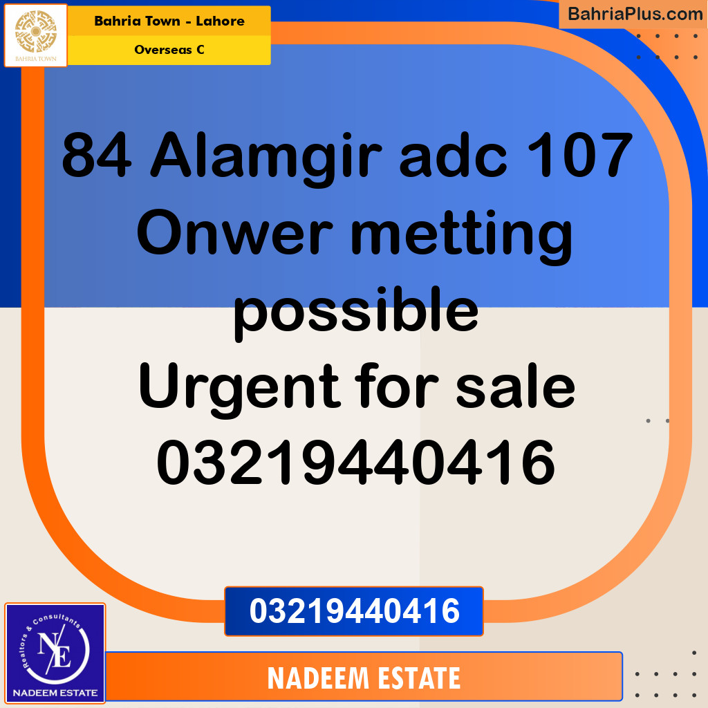 Residential Plot for Sale in Overseas C -  Bahria Town, Lahore - (BP-332915)