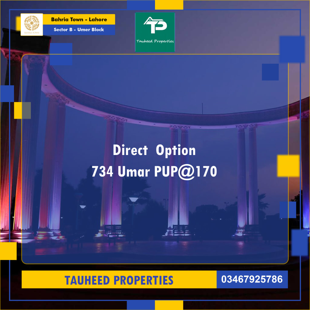 8 Marla Residential Plot for Sale in Sector B - Umer Block -  Bahria Town, Lahore - (BP-332959)