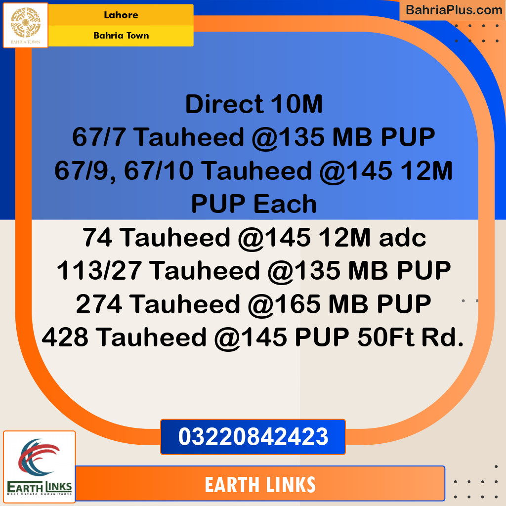 Residential Plot for Sale in Bahria Town, Lahore - (BP-332997)
