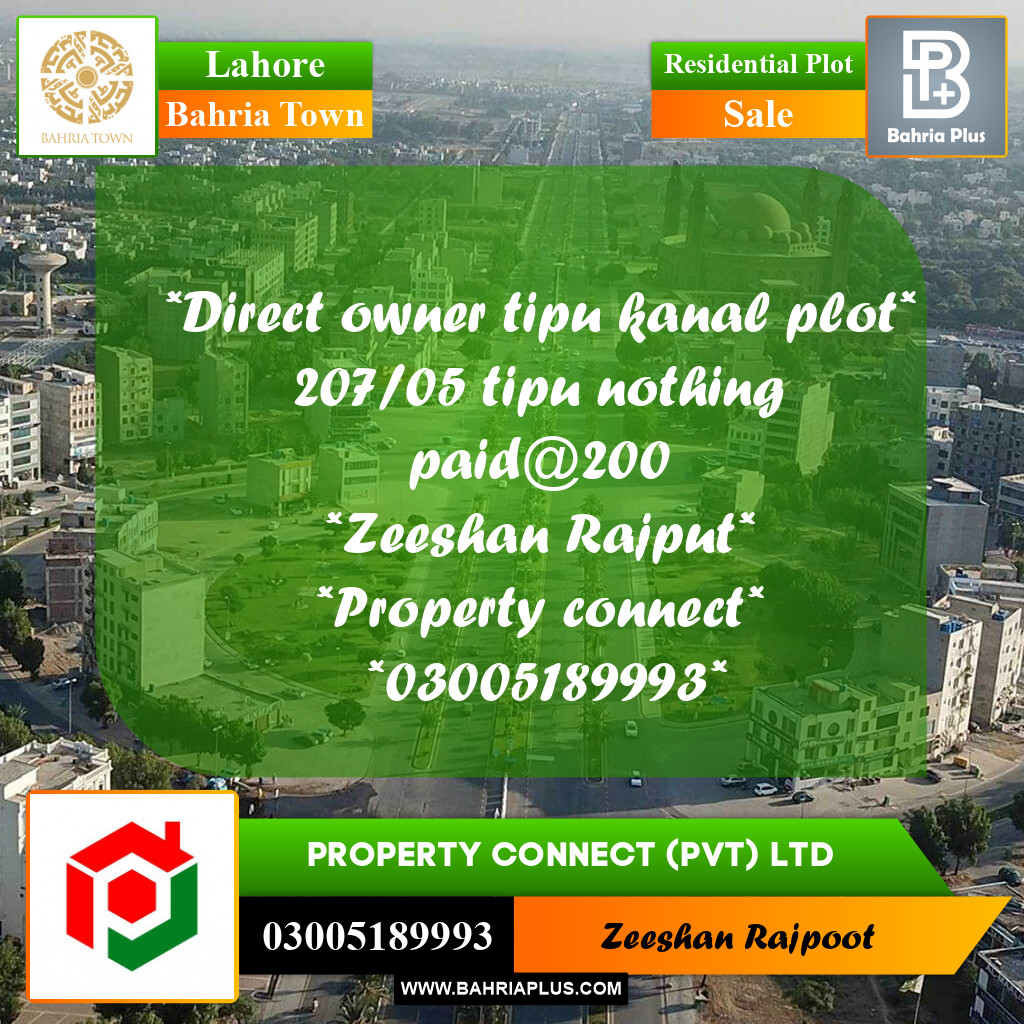 Residential Plot for Sale in Bahria Town, Lahore - (BP-333013)