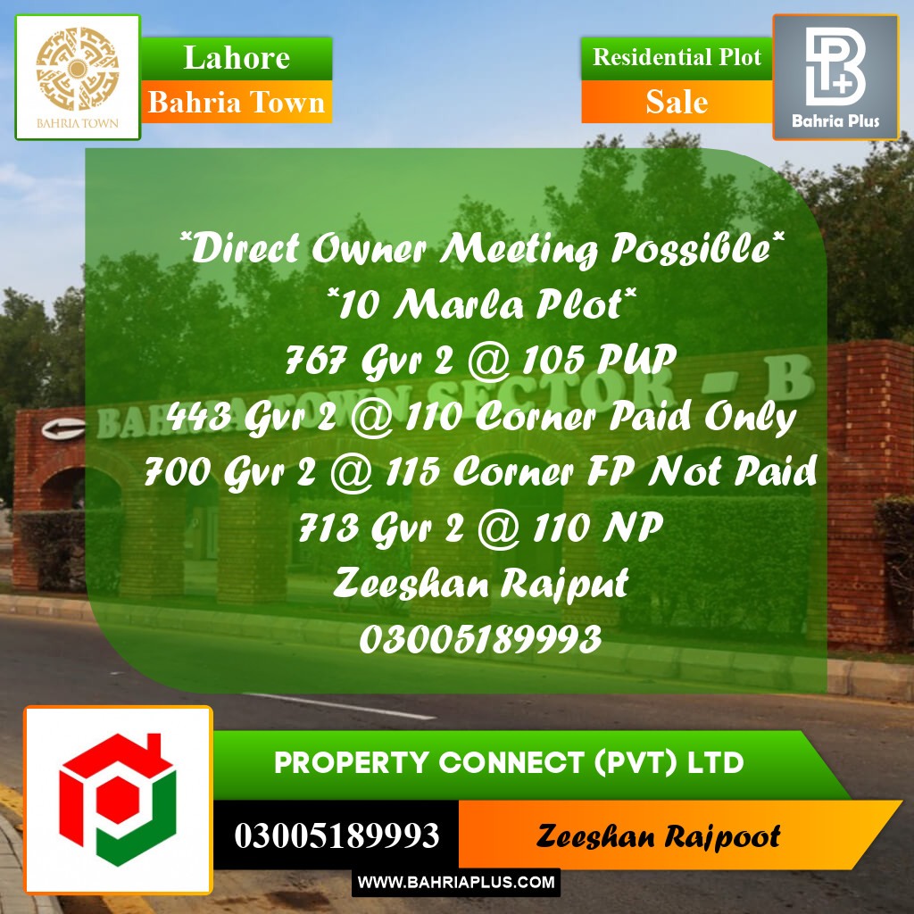 Residential Plot for Sale in Bahria Town, Lahore - (BP-333019)