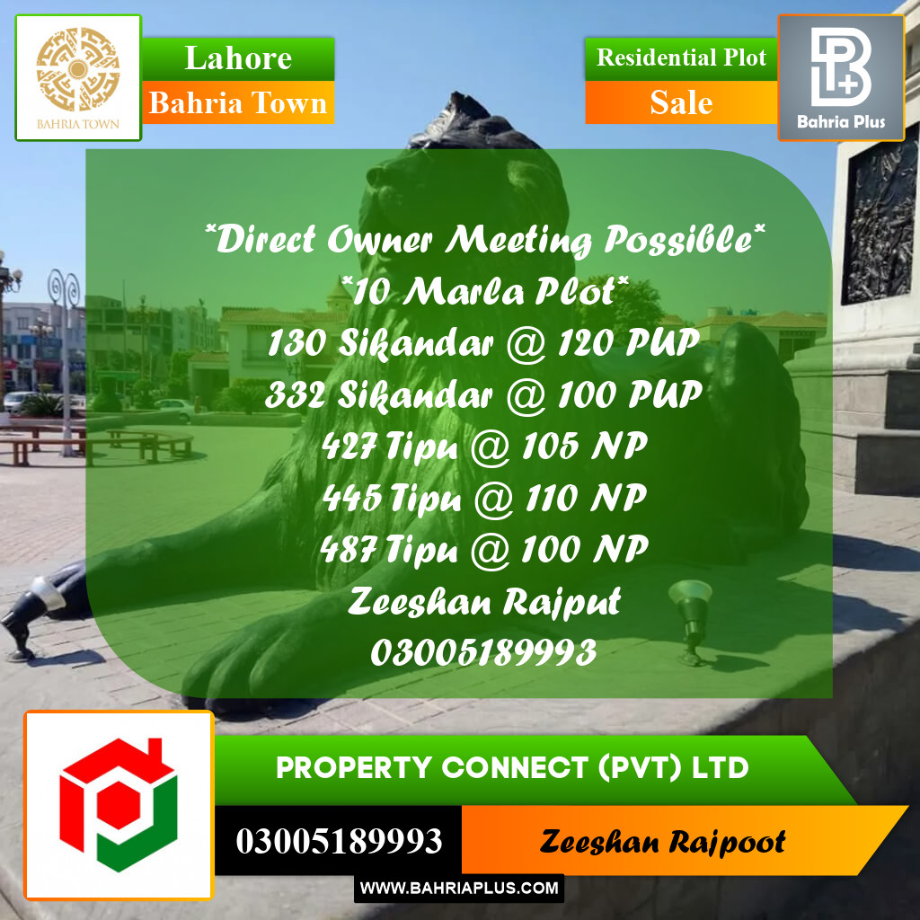 Residential Plot for Sale in Bahria Town, Lahore - (BP-333021)