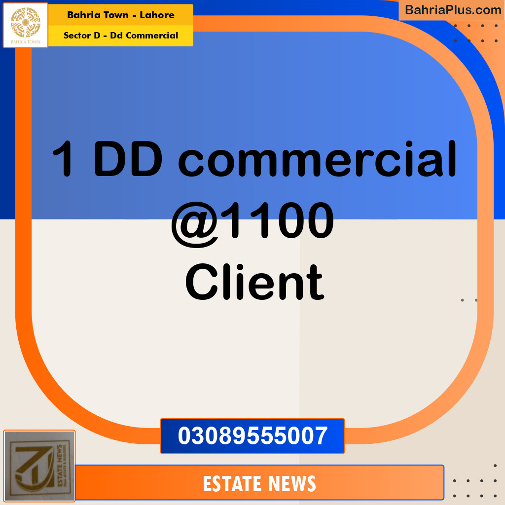 Commercial Plot for Sale in Sector D - DD Commercial -  Bahria Town, Lahore - (BP-333025)