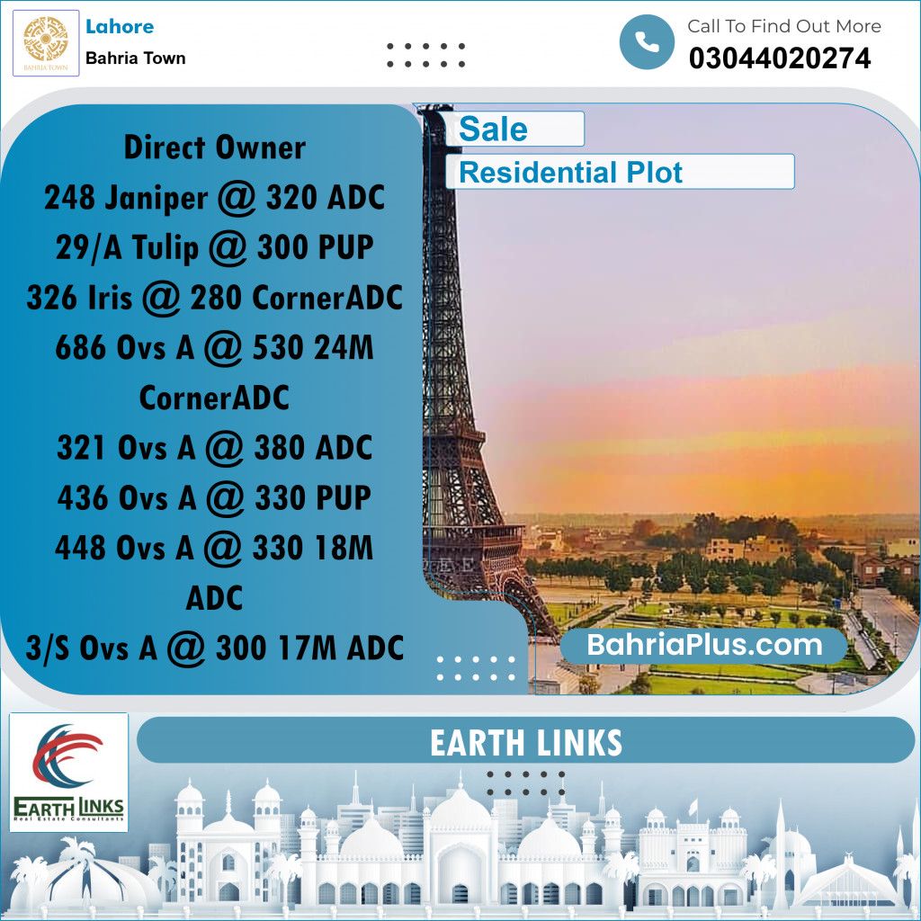 1 Kanal Residential Plot for Sale in Bahria Town, Lahore - (BP-333027)